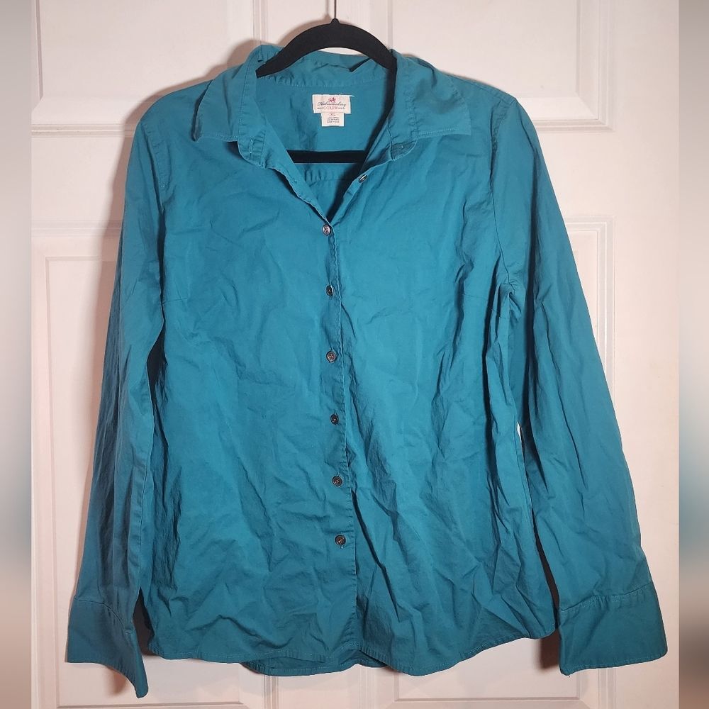 J. Crew Haberdashery Teal Cotton Blend Button Up Shirt XL